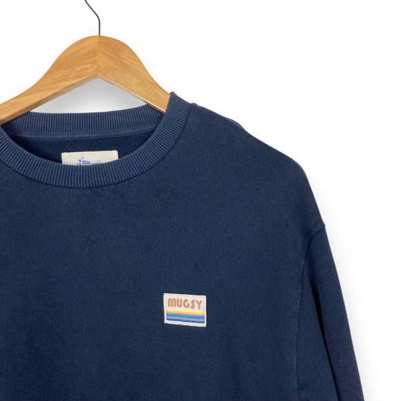 Mugsy Pullover Crew Sweatshirt Mens M Vintage Navy Blue Soft Logo Surf Buttery - Picture 6 of 11